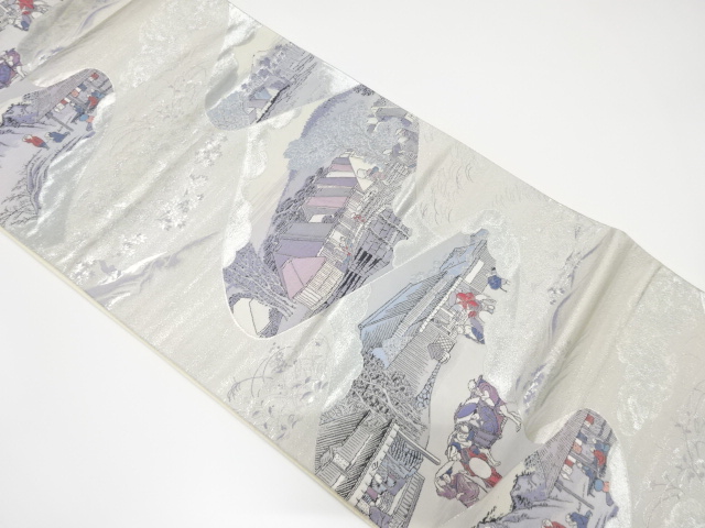 JAPANESE FUKURO OBI / WOVEN 53 STATIONS OF THE TOKAIDO